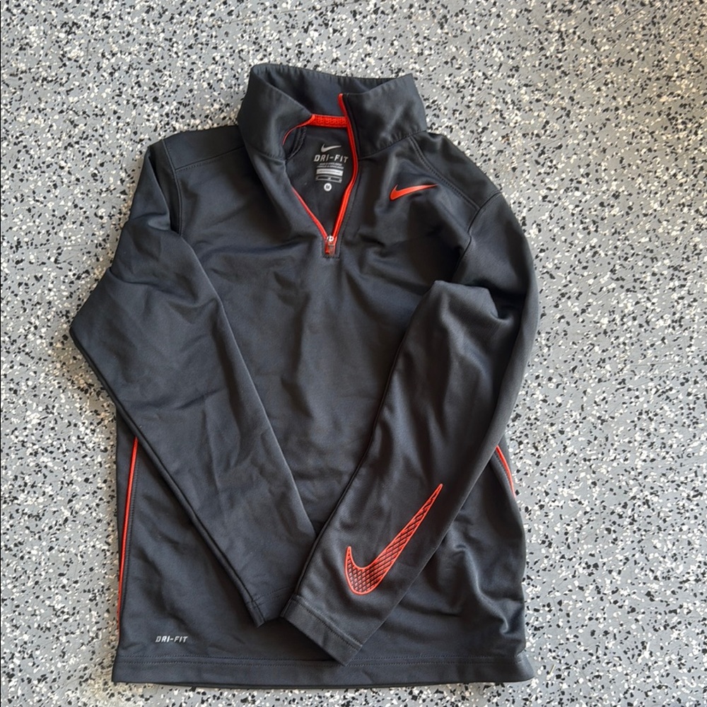 Nike Black and Red Quarter-Zip Pullover